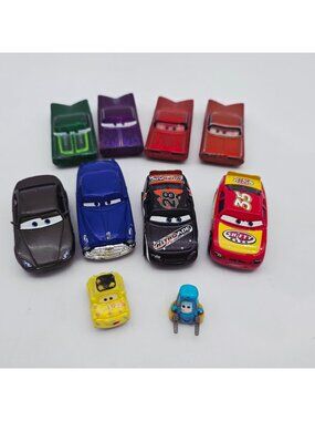 Disney Cars Diecast Toy Lot Of 10 Vehicles Mixed Designs & Colors